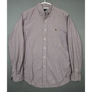 Ralph Lauren Button Down Shirt Mens Medium Red Blue Plaid Pony Business Casual
